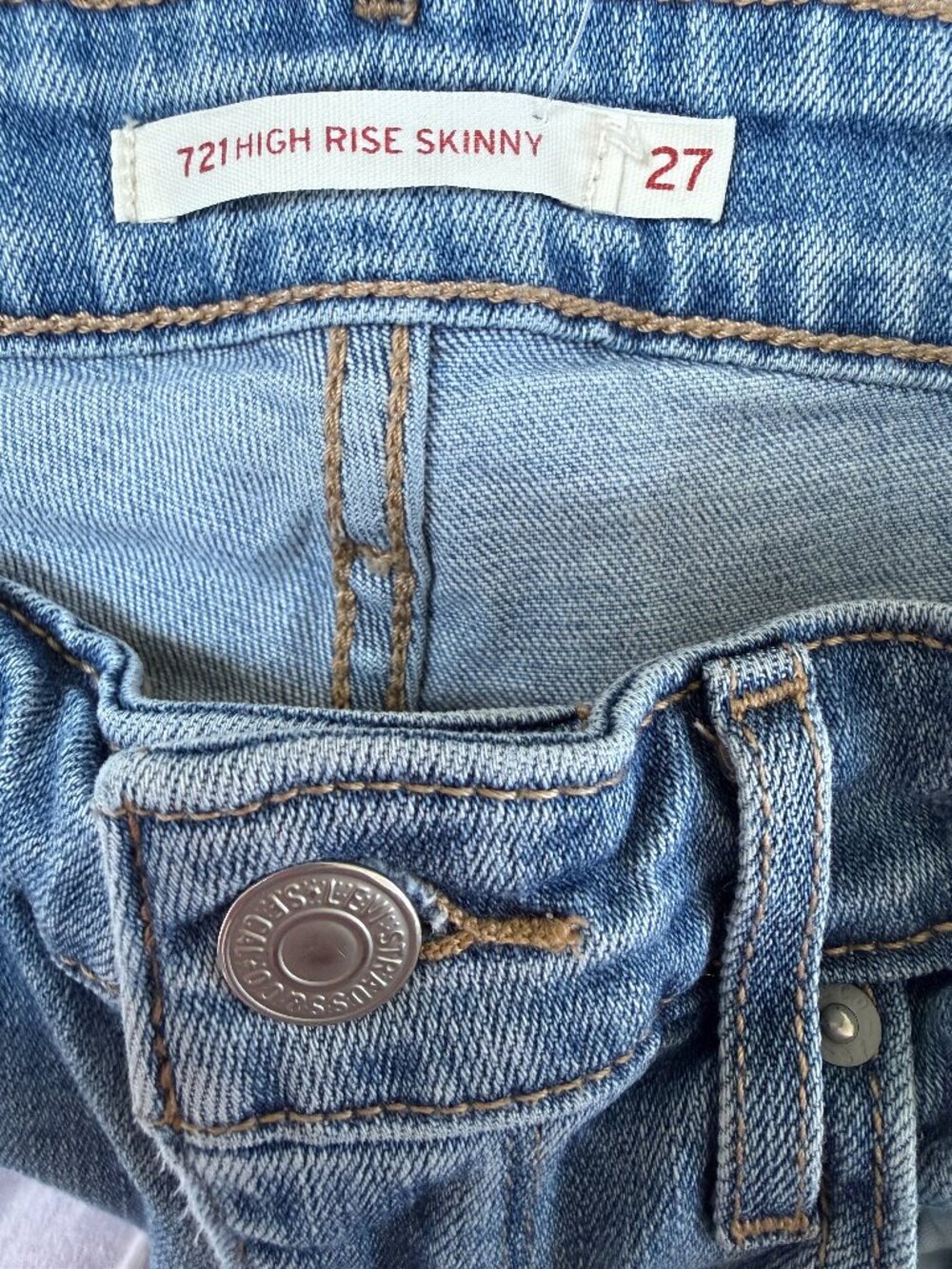 💖 2/40 Levi’s 721 High Rise Skinny Jeans Light Wash Size 27 - Picture 4 of 6